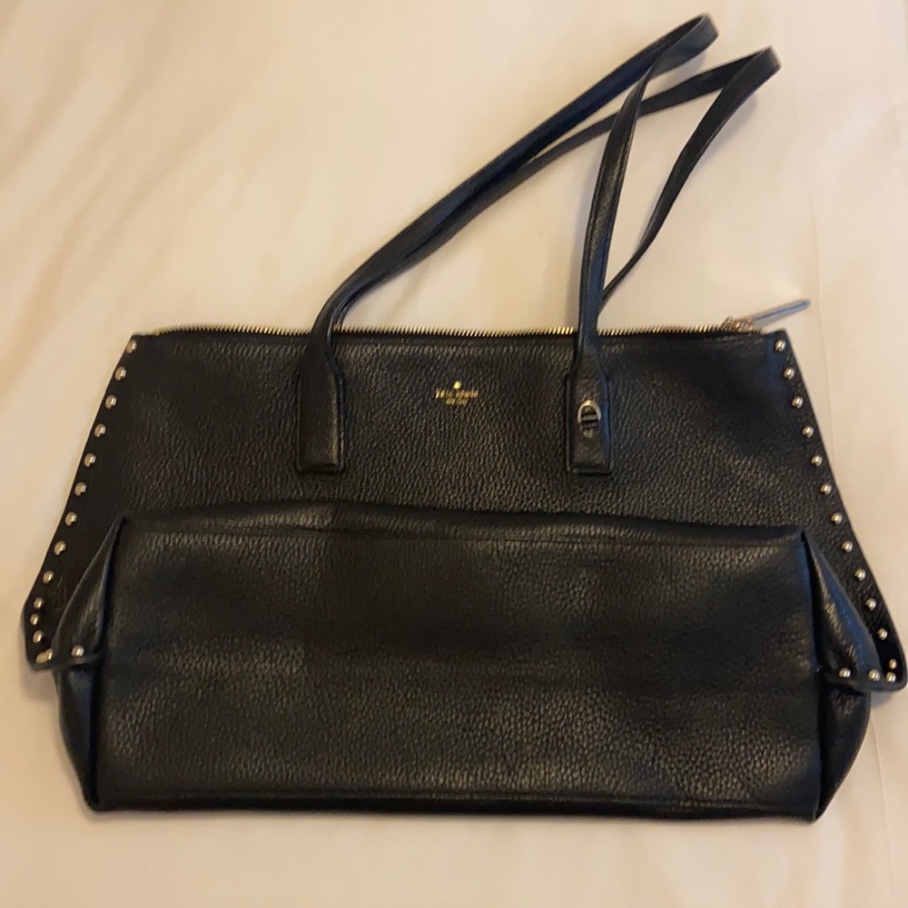 Kate spade leather tote with gold rivet detail